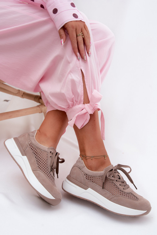 Sports shoes made of faux suede on platform in sand color Norisa