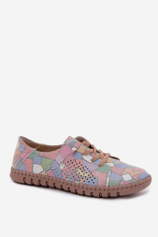 Patterned shoes with cut-out elements made of faux suede in various colors Belessa