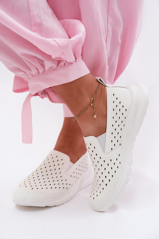 Slip-on shoes with cut-out elements made of faux leather in white color Geressa