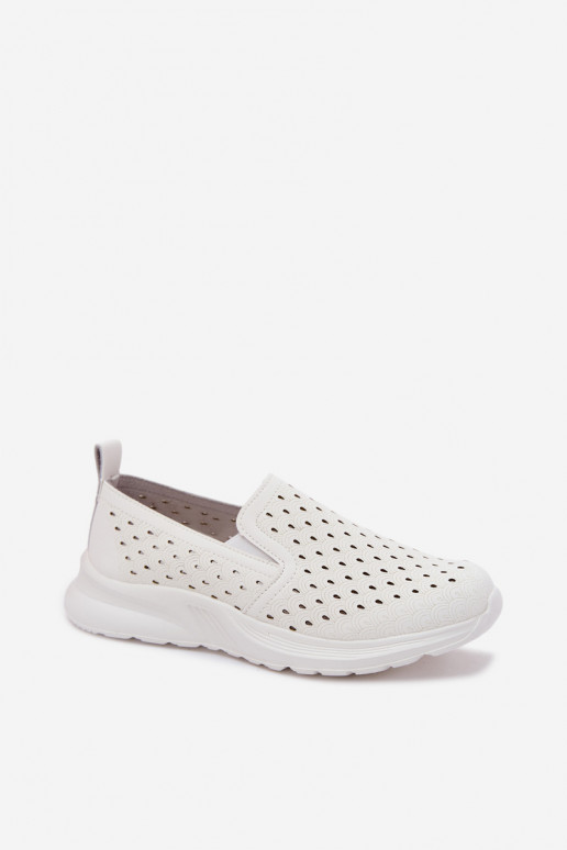 Slip-on shoes with cut-out elements made of faux leather in white color Geressa