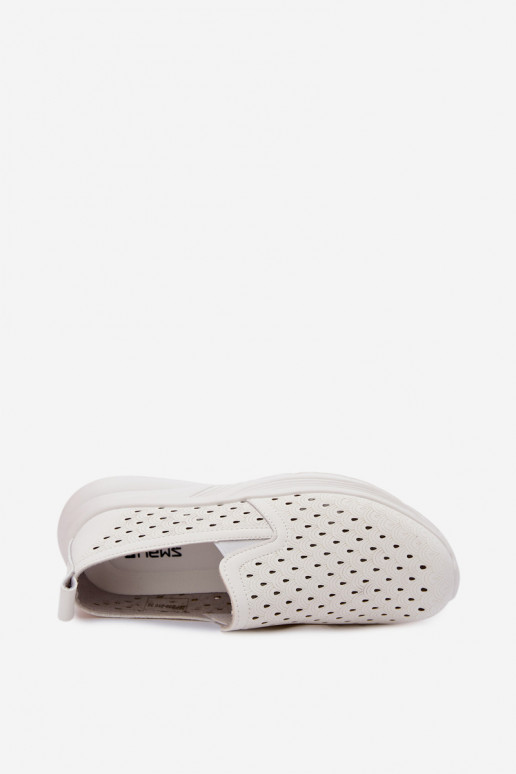Women's Slip-On Mesh Shoes From Faux Leather White Geressa
