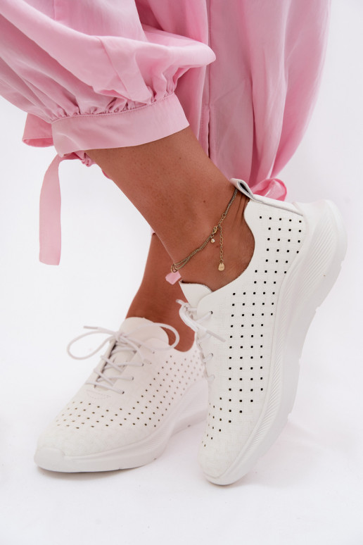 Lace-up sporty shoes for women in white color Heressa