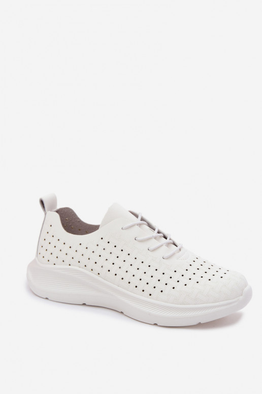 Lace-up sporty shoes for women in white color Heressa