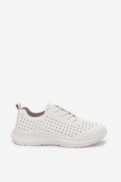 Lace-up sporty shoes for women in white color Heressa