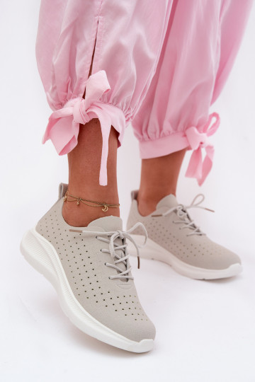 Ażurowe Buty Sportowe Sneakersy Damskie Szare Heressa 2