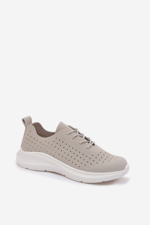 Lace-up sporty shoes for women in gray color Heressa