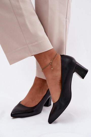 Sergio Leone PB413 Black Block Heel Shoes