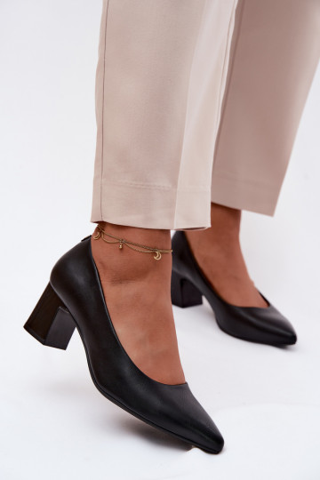 Sergio Leone PB413 Black Block Heel Shoes 2