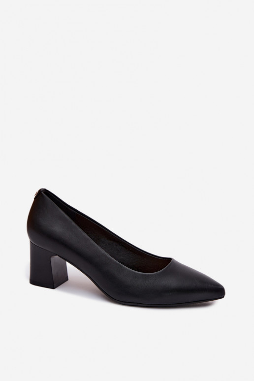 Sergio Leone PB413 Black Block Heel Shoes