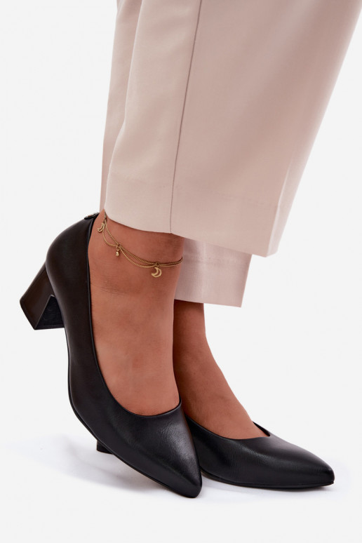 Sergio Leone PB413 Black Block Heel Shoes