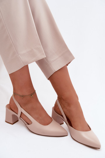 Women's heeled sandals Sergio Leone SK472 in cream pink color