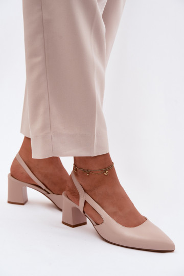 Women's heeled sandals Sergio Leone SK472 in cream pink color 2
