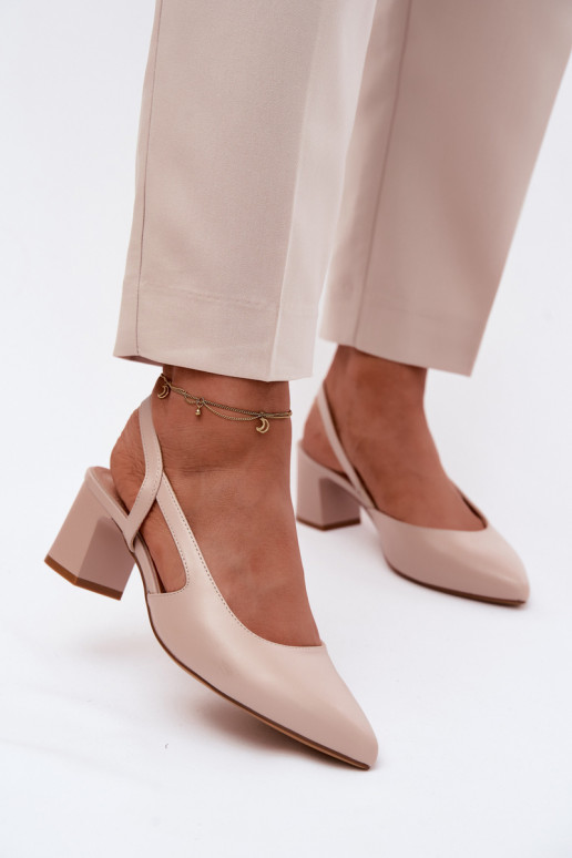 Women's heeled sandals Sergio Leone SK472 in cream pink color
