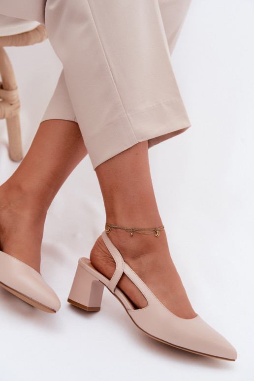 Women's heeled sandals Sergio Leone SK472 in cream pink color