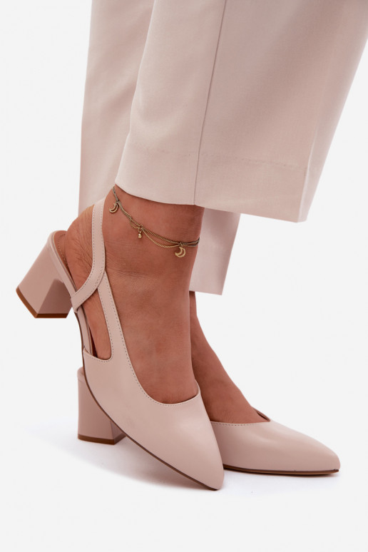 Women's heeled sandals Sergio Leone SK472 in cream pink color