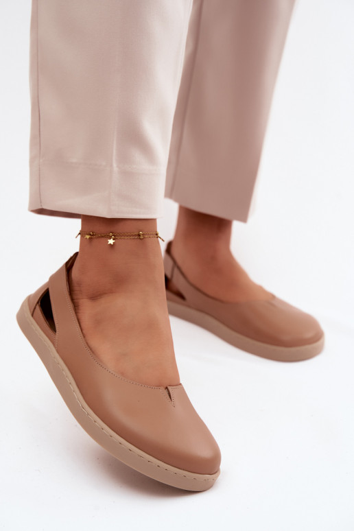 Leather Ballerinas Barefoot Zazoo 10217 Cappucino