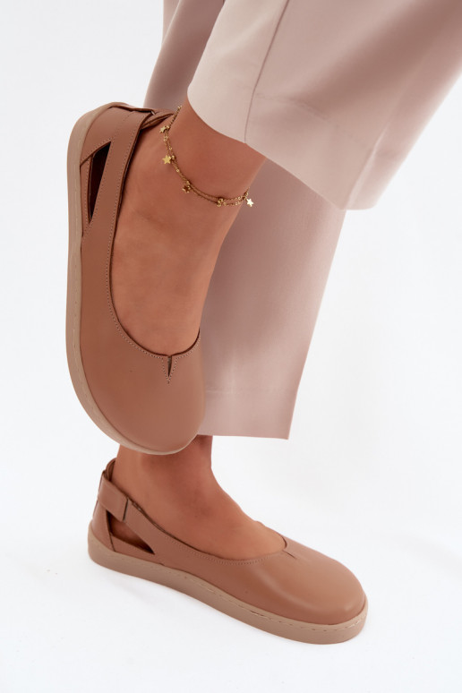 Leather Ballerinas Barefoot Zazoo 10217 Cappucino