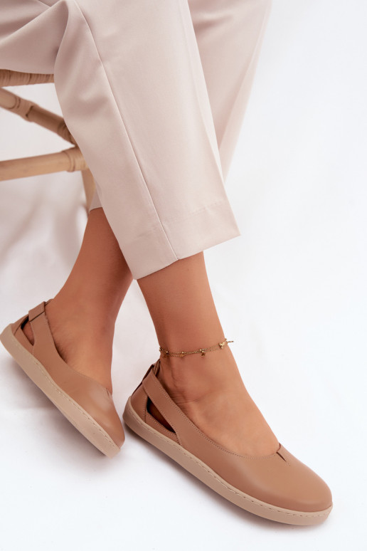 Skórzane Baleriny Barefoot Zazoo 10217 Cappucino