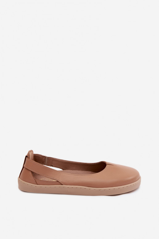 Leather Ballerinas Barefoot Zazoo 10217 Cappucino