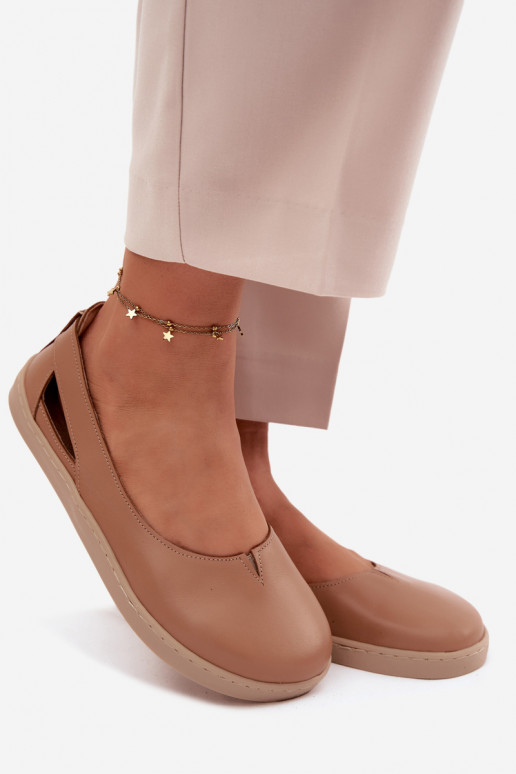 Leather Ballerinas Barefoot Zazoo 10217 Cappucino