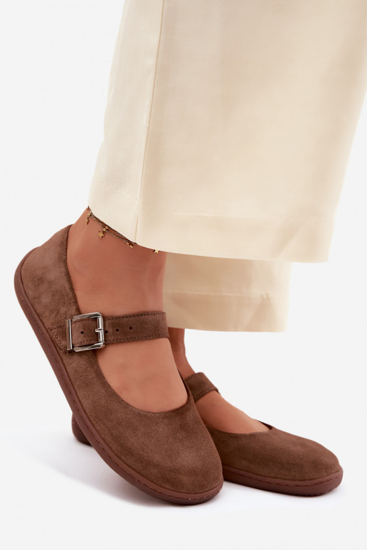 Baleriny BarefootwithNaturalnego Zamszu Zazoo 316 Brązowe