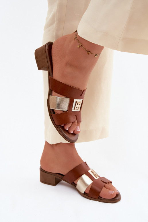 Leather Women's High Heel Sandals Zazoo 40517 Brown