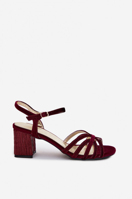Aksominės aukštakulnės basutės D&A SR61-0102 bordo spalvos