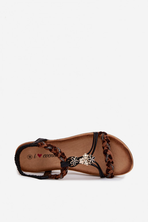 Women's Sandals With Buckles And Woven Straps Black Panther Print Harleen