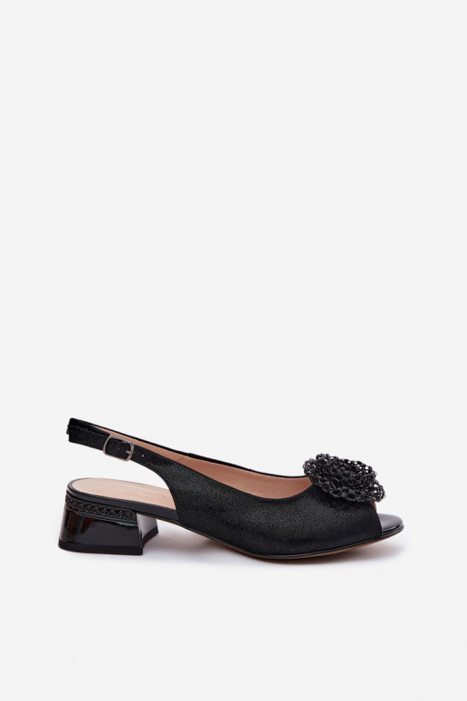 Czarne damskie sandały z ornamentami D&A CR61-3030