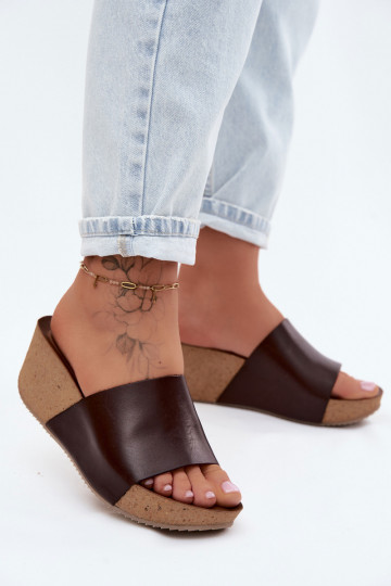 Zazoo 40291 Leather Women's Platform Sandals Chocolate