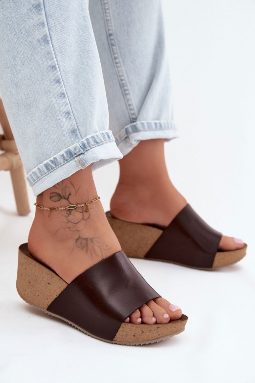 Zazoo 40291 Leather Women's Platform Sandals Chocolate