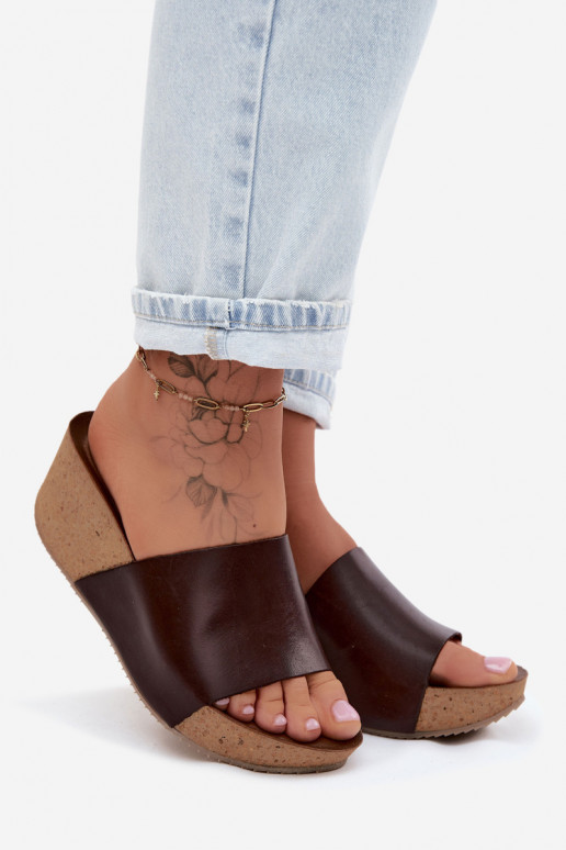 Zazoo 40291 Leather Women's Platform Sandals Chocolate