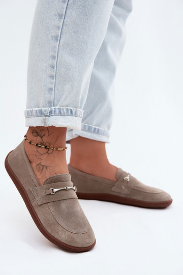Capuccino-colored suede moccasins Barefoot Zazoo 322