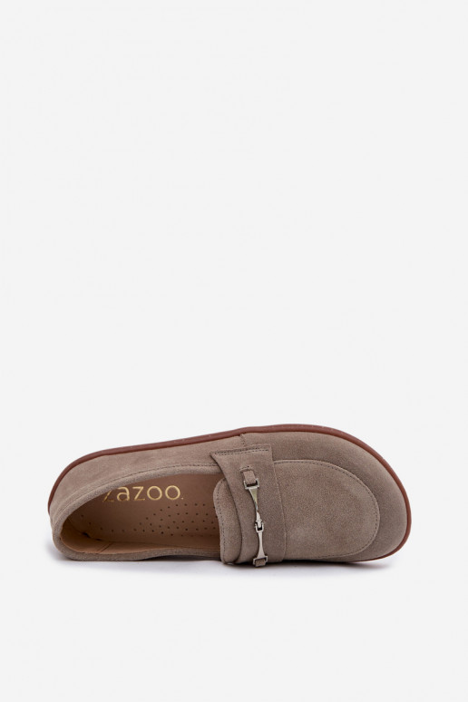 Capuccino-colored suede moccasins Barefoot Zazoo 322