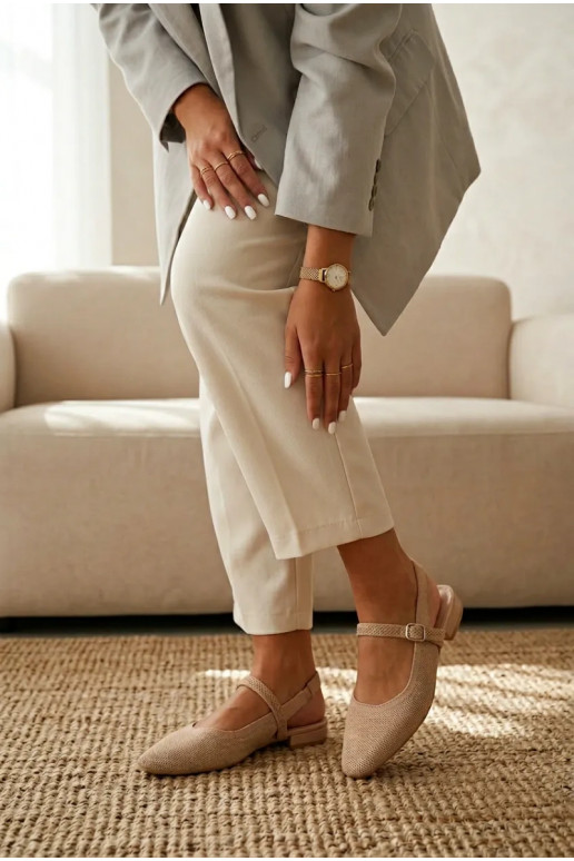 Material Ballerinas Women's Beige With Strap Selrene