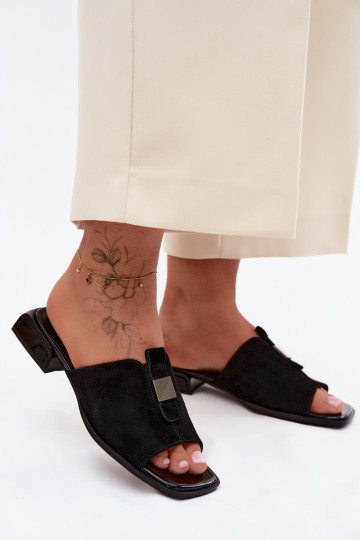 Elegant Women's Leather Suede Slippers D&A JC61-1002 Black 2