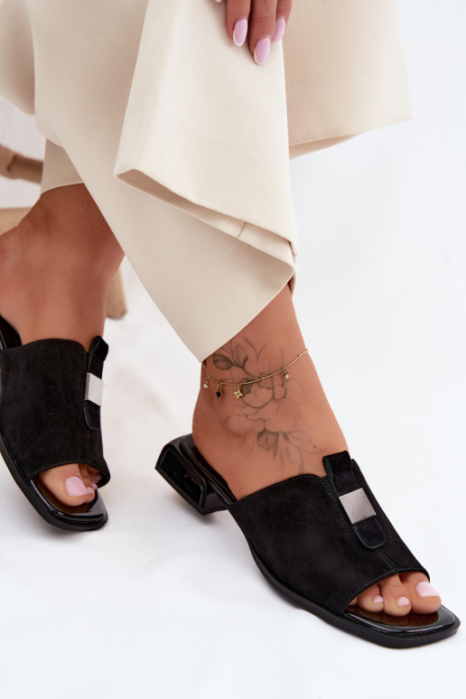 Elegant Women's Leather Suede Slippers D&A JC61-1002 Black