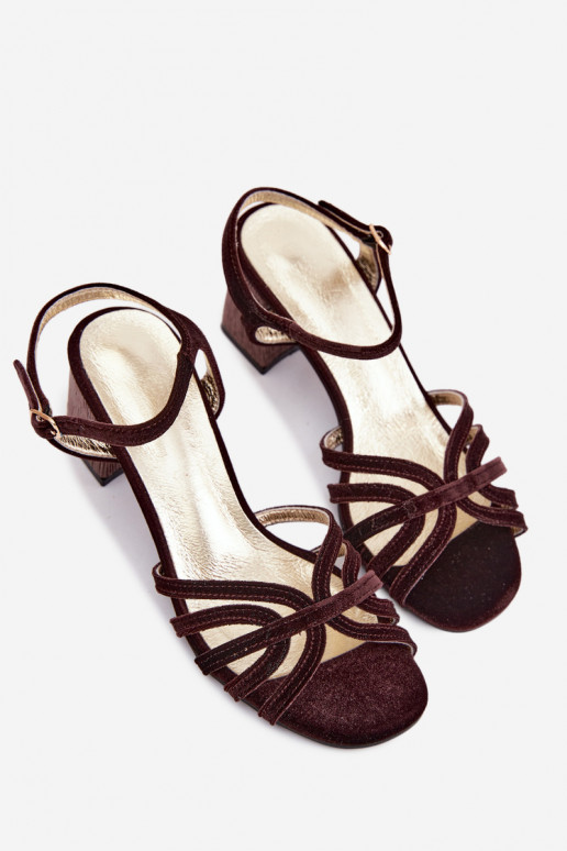Velvet Women's Heeled Sandals D&A SR61-0102 Chocolate