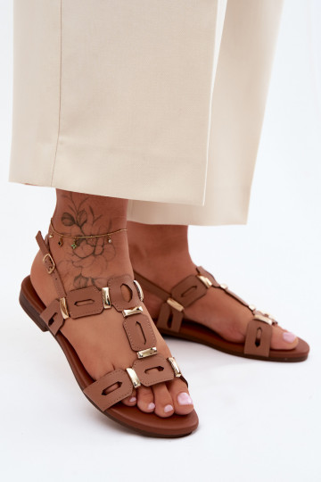 Women's Flat Light Brown Sandals PL61-0903 2