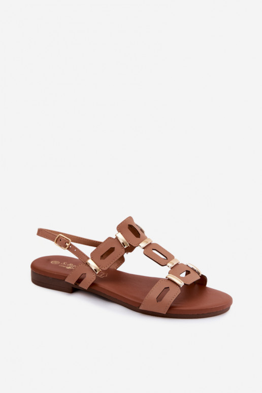 Brown flat sandals for women S.Barski