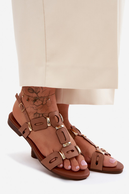 Brown flat sandals for women S.Barski