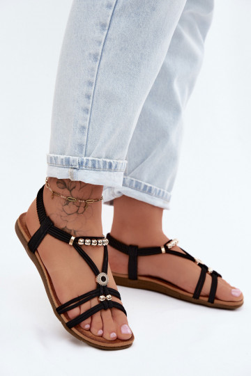 Women's Flat Sandals With Straps Black Zelda