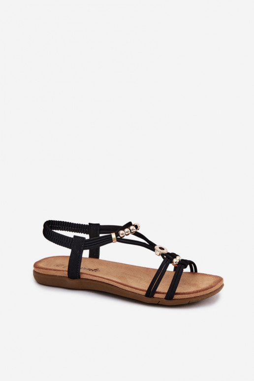 Black flat sandals for women with straps Zelda