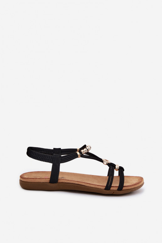 Black flat sandals for women with straps Zelda