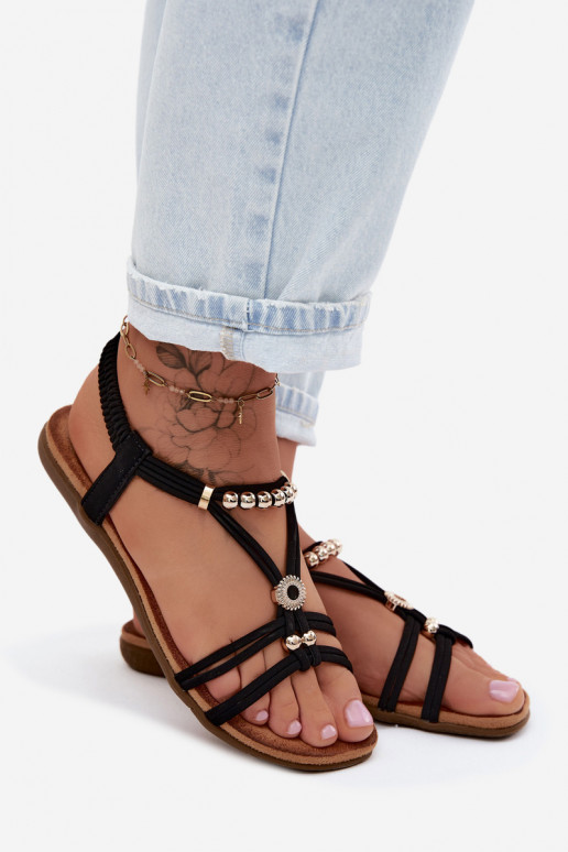 Women's Flat Sandals With Straps Black Zelda