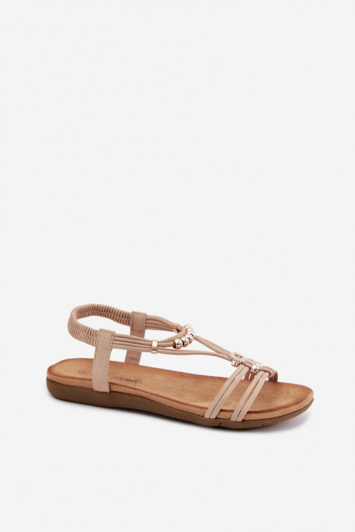 Women's Flat Sandals With Straps Beige Zelda