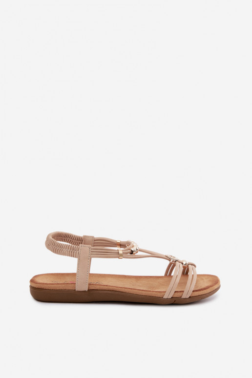 Women's Flat Sandals With Straps Beige Zelda
