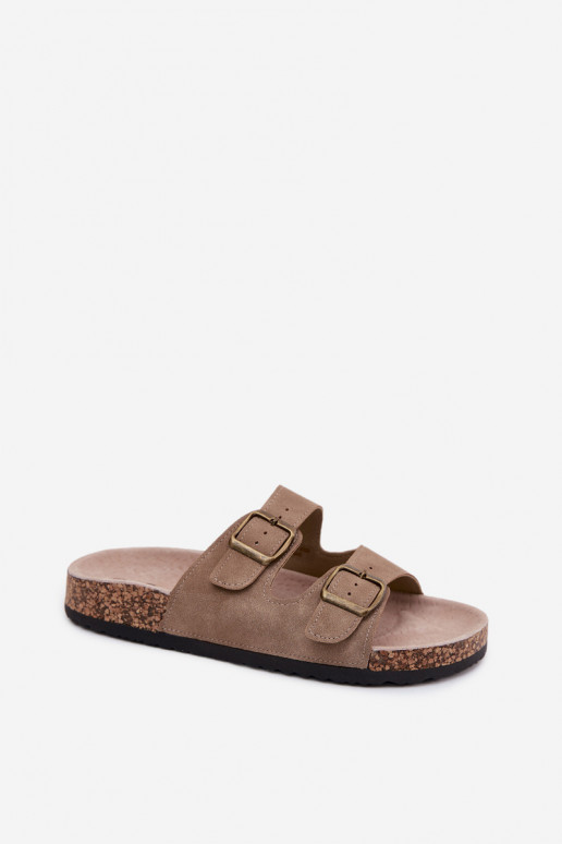 Women's Cork Sole Khaki Slides Harleen