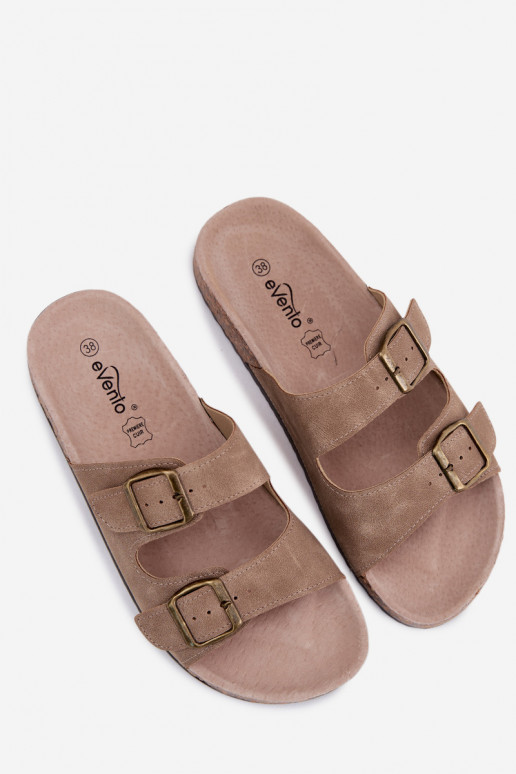 Women's Cork Sole Khaki Slides Harleen