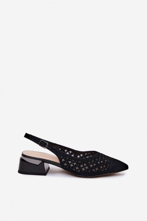 Black suede sandals with openwork elements and mesh Klocke D&A